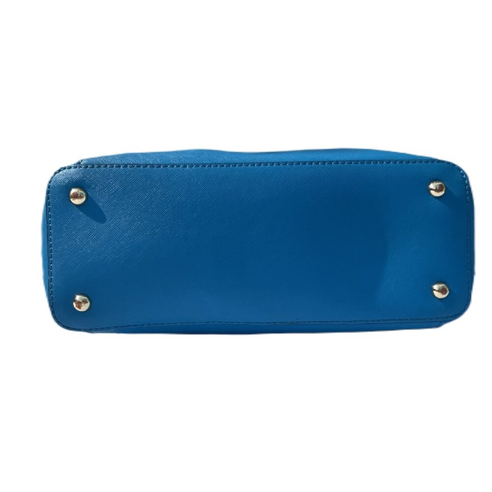 Michael Kors Blue Leather Shoulder Bag with Gold Hardware - Picture 10 of 13